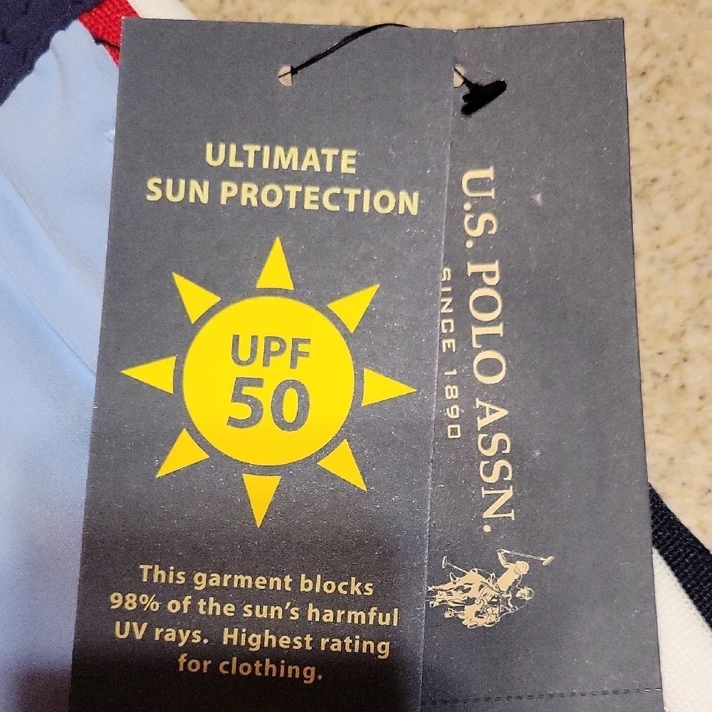 U.S. Polo Assn. Light Blue Swim Trunks with Stripes Size Small 6/7 New With Tags